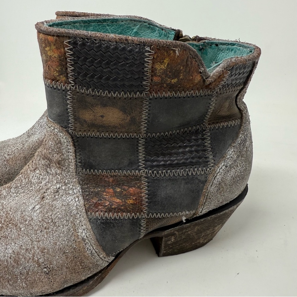 Corral Cognac Leather Patchworked Heeled Booties … - image 2